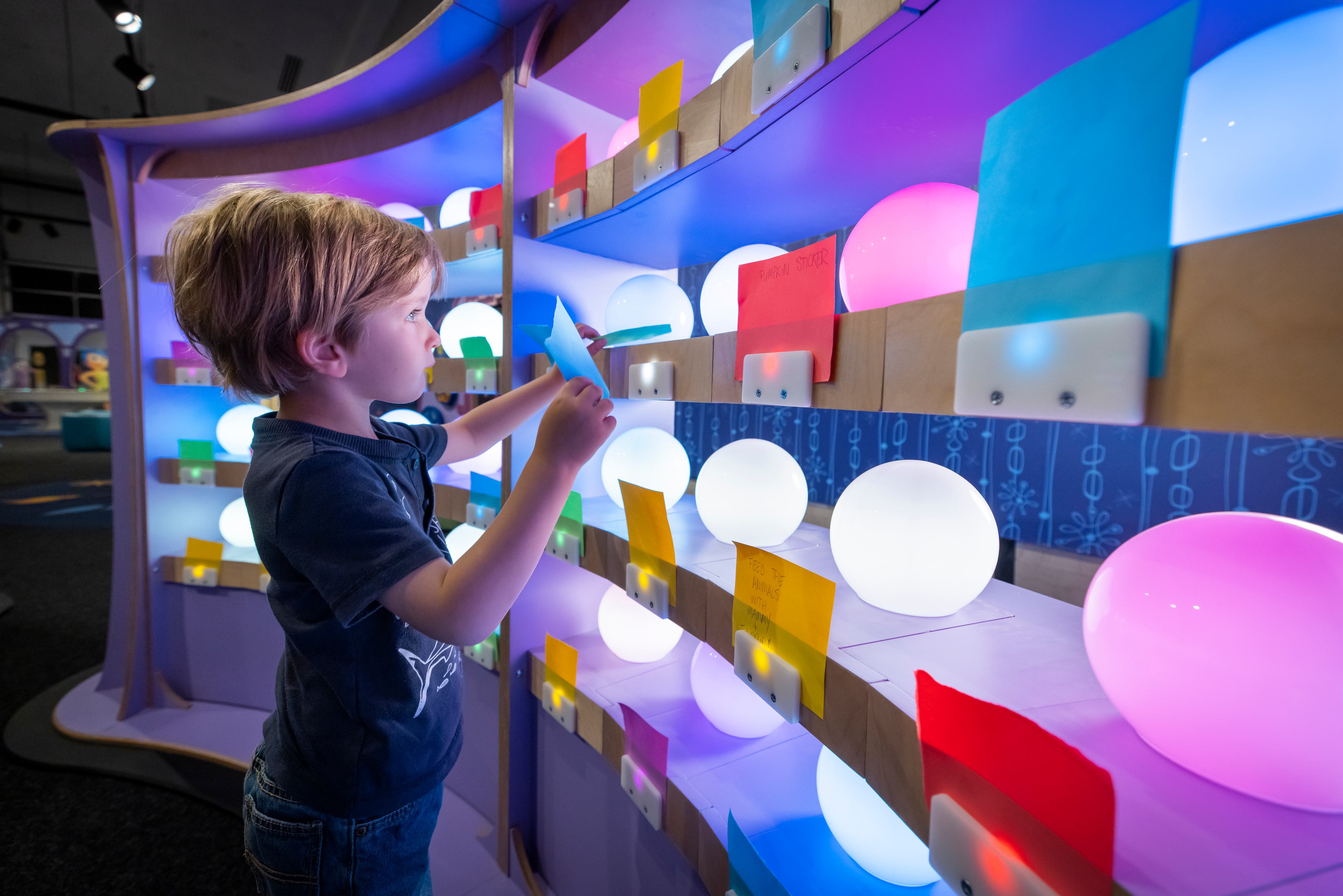 Young Boy Interacts with Exhibit