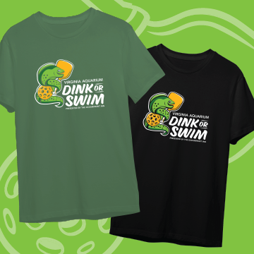 Green and Black Shirts with Virginia Aquarium Dink or Swim